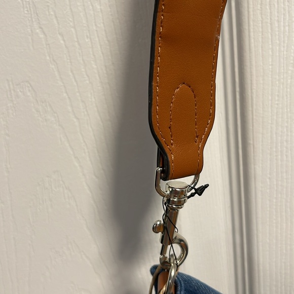 Rae Dunn Denim Canvas small Crossbody with change zip purse - Picture 9 of 11